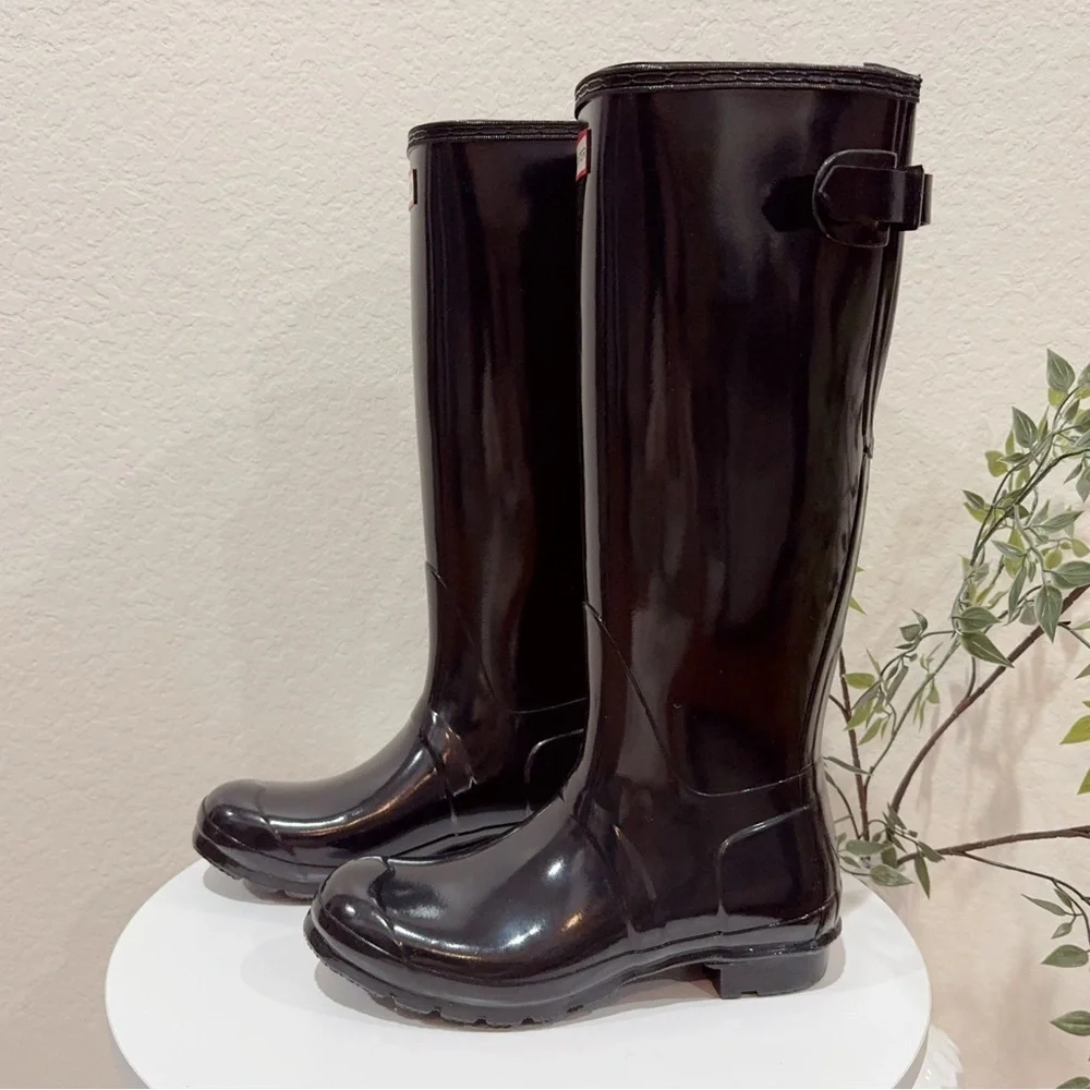 Hunter Women's Original Tall Gloss Rain Boots Knee High Size US8 NWOB